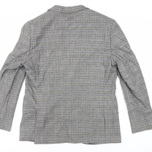 River Island Mens Grey Plaid Polyester Jacket Blazer Size 44 Regular