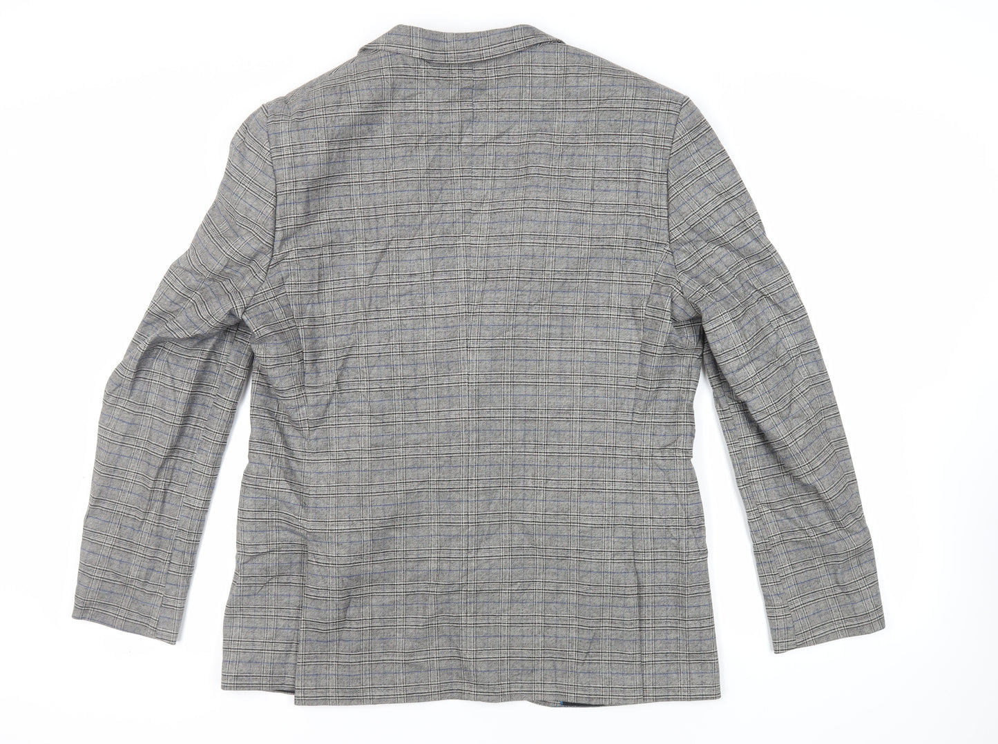River Island Mens Grey Plaid Polyester Jacket Blazer Size 44 Regular