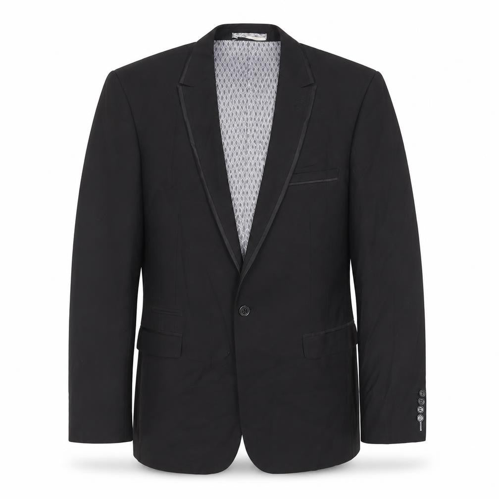Front view of Skopes men’s black polyester jacket suit jacket, size 42, regular