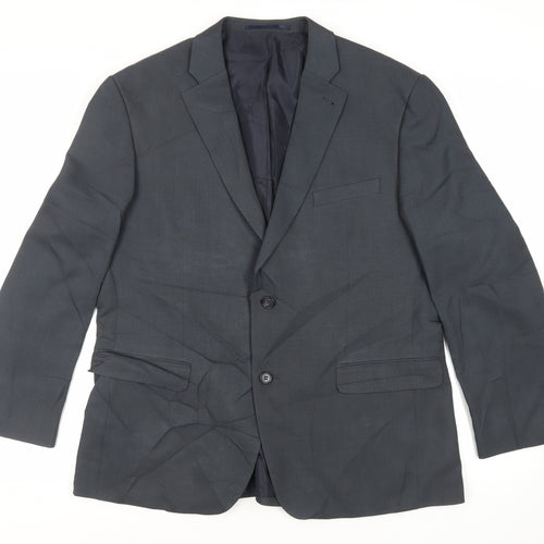 Greenwoods Mens Blue Polyester Jacket Suit Jacket Size 44 Regular