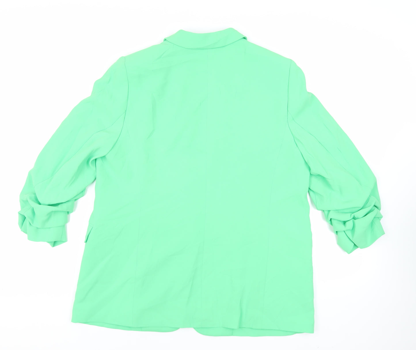 Marks and Spencer Womens Green Jacket Blazer Size 16 - Open Ruched Sleeve