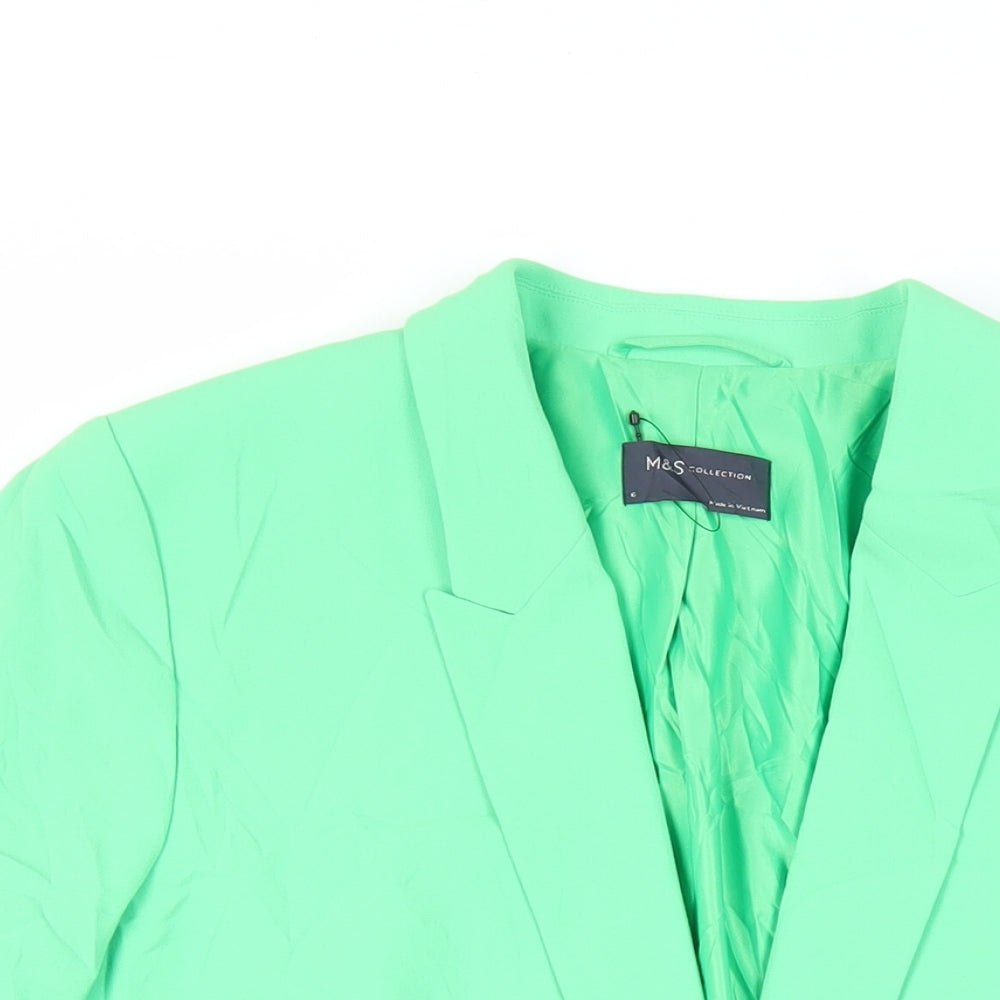 Marks and Spencer Womens Green Jacket Blazer Size 16 - Open Ruched Sleeve