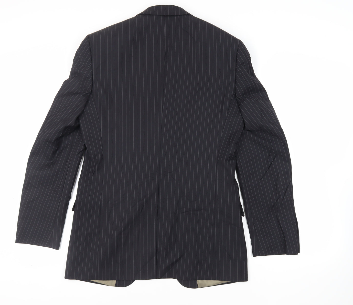 Marks and Spencer Mens Black Striped Wool Jacket Suit Jacket Size 38 Regular