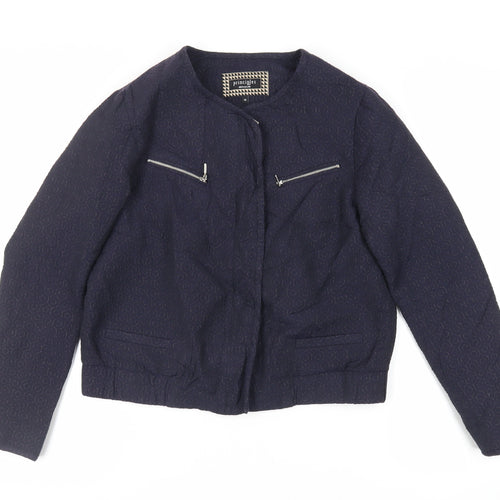 Principles Womens Blue Geometric Jacket Size 14 Zip - Textured