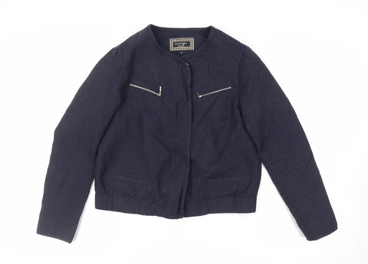 Principles Womens Blue Geometric Jacket Size 14 Zip - Textured