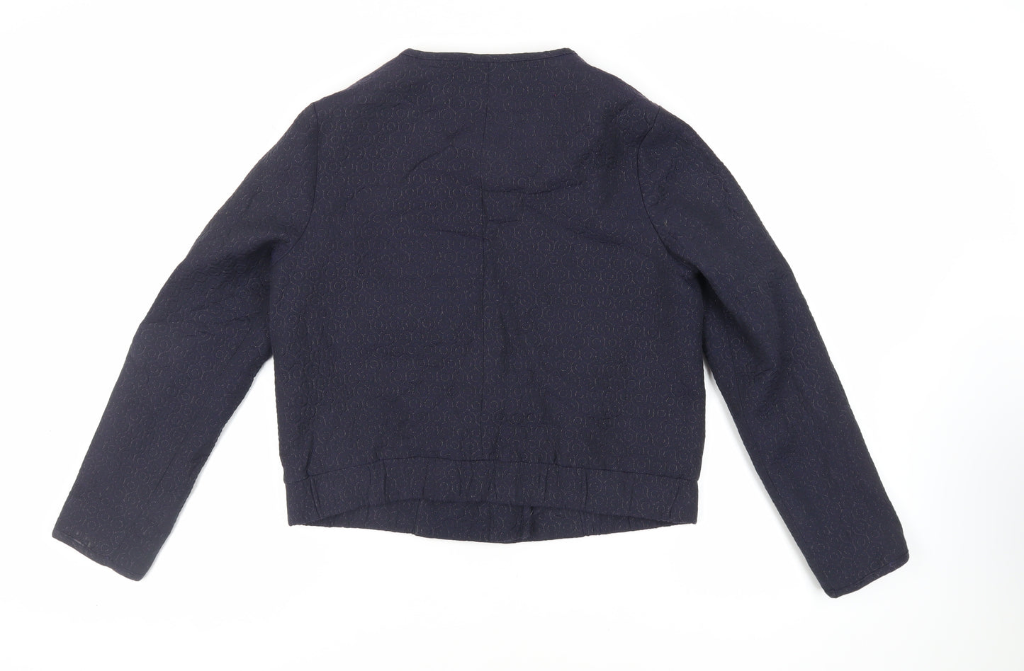Principles Womens Blue Geometric Jacket Size 14 Zip - Textured