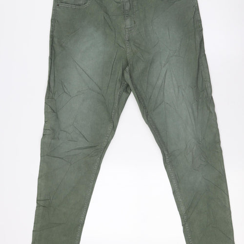 Marks and Spencer Womens Green Cotton Skinny Jeans Size 14 L30 in Regular Zip