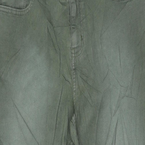 Marks and Spencer Womens Green Cotton Skinny Jeans Size 14 L30 in Regular Zip