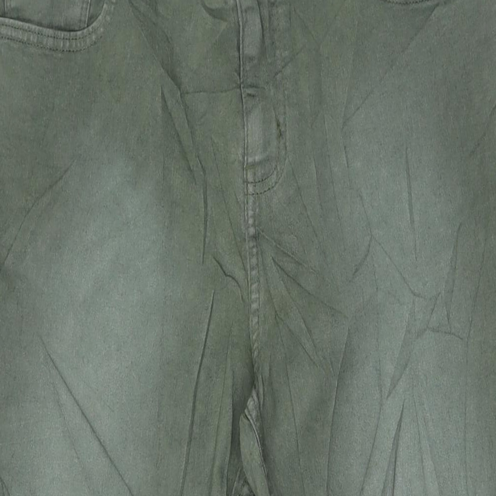 Marks and Spencer Womens Green Cotton Skinny Jeans Size 14 L30 in Regular Zip