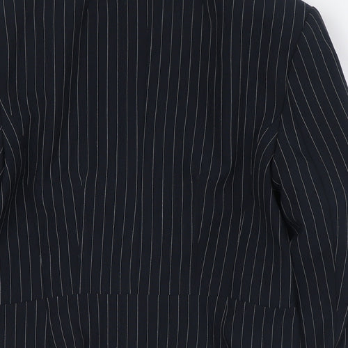 Marks and Spencer Womens Blue Striped Jacket Size 8 Button - Fitted