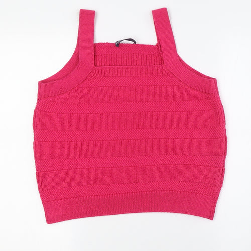 Marks and Spencer Womens Pink Square Neck Cotton Vest Jumper Size L