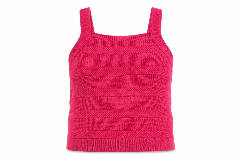 Marks and Spencer Womens Pink Square Neck Cotton Vest Jumper Size L