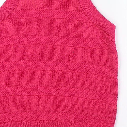 Marks and Spencer Womens Pink Square Neck Cotton Vest Jumper Size L