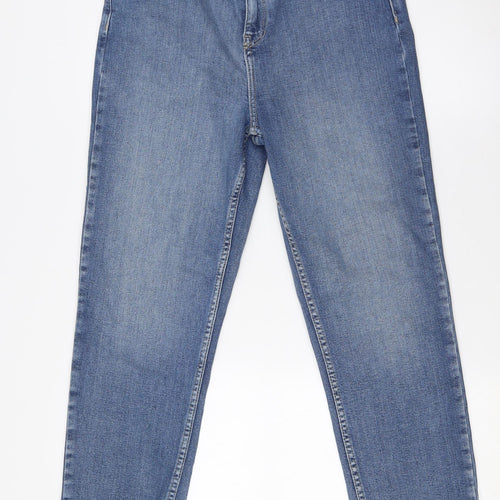 F&F Womens Blue Cotton Straight Jeans Size 10 L26 in Regular Zip