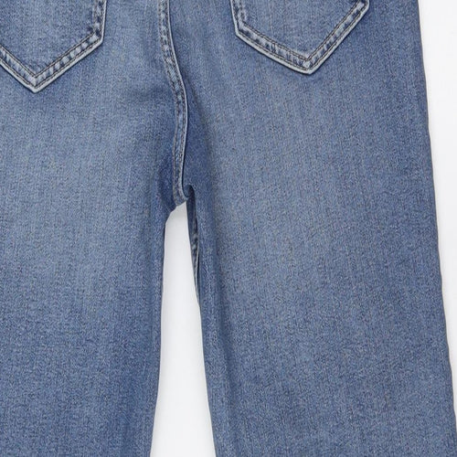 F&F Womens Blue Cotton Straight Jeans Size 10 L26 in Regular Zip