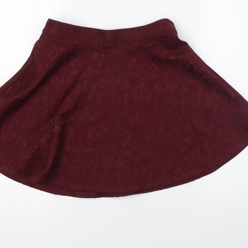 FOREVER 21 Womens Red Cotton A-Line Skirt Size S Zip