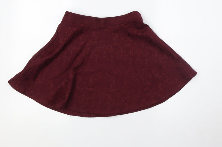 FOREVER 21 Womens Red Cotton A-Line Skirt Size S Zip