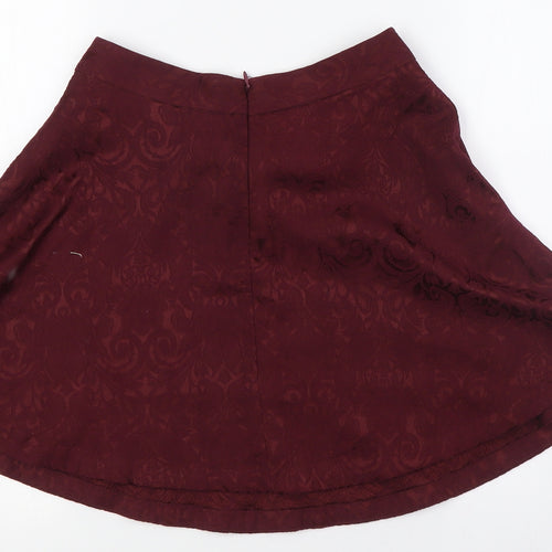 FOREVER 21 Womens Red Cotton A-Line Skirt Size S Zip