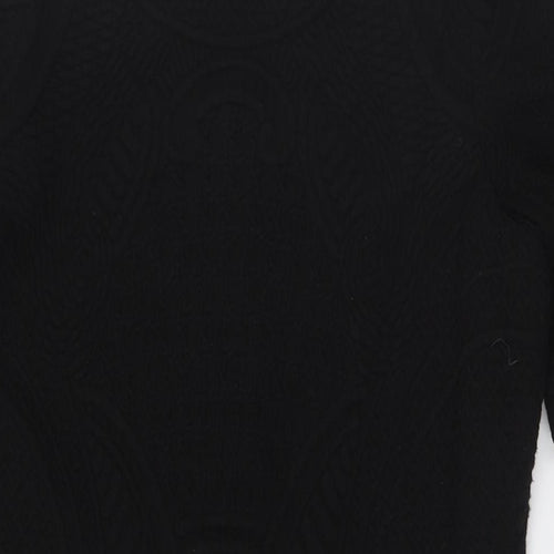 Per Una Womens Black Acrylic Pencil Dress Size 18 Round Neck Zip - Textured