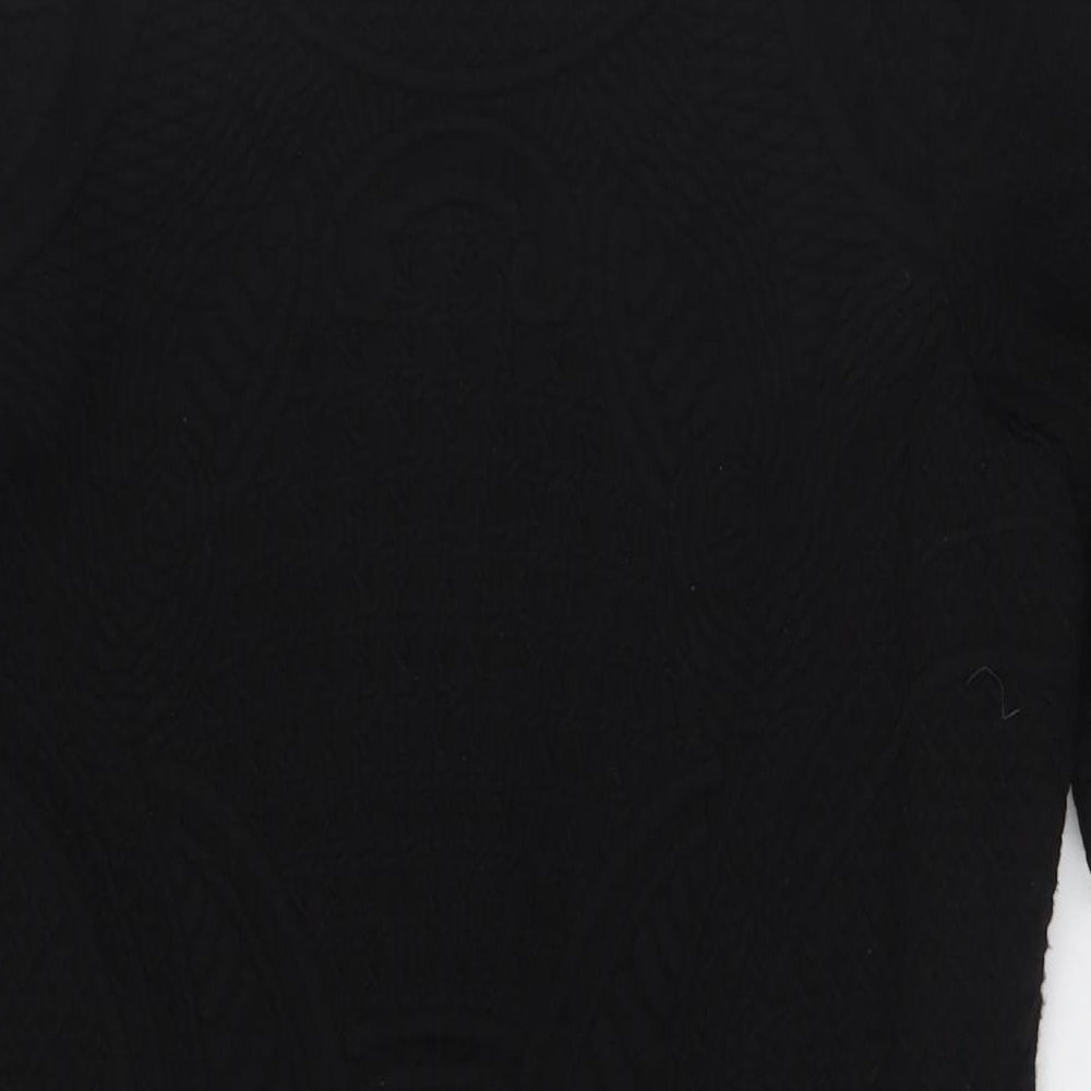 Per Una Womens Black Acrylic Pencil Dress Size 18 Round Neck Zip - Textured