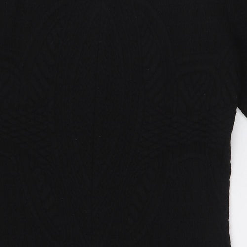 Per Una Womens Black Acrylic Pencil Dress Size 18 Round Neck Zip - Textured