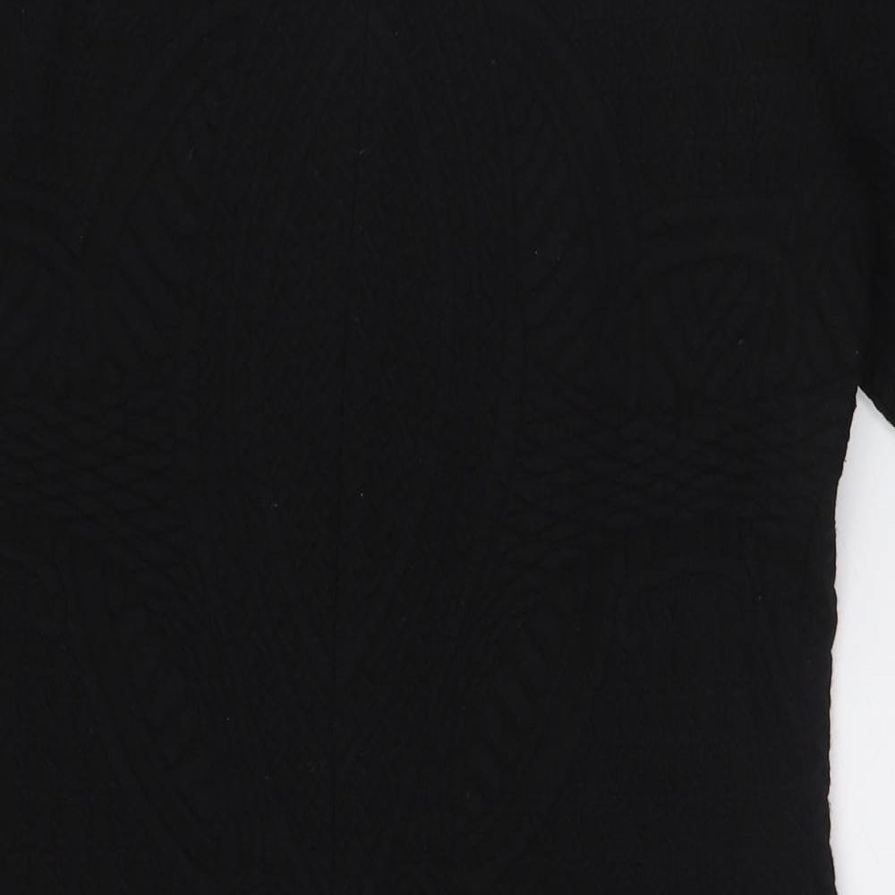 Per Una Womens Black Acrylic Pencil Dress Size 18 Round Neck Zip - Textured