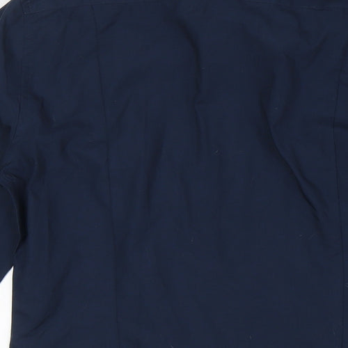 H&M Mens Blue Polyester Dress Shirt Size XS Collared Button