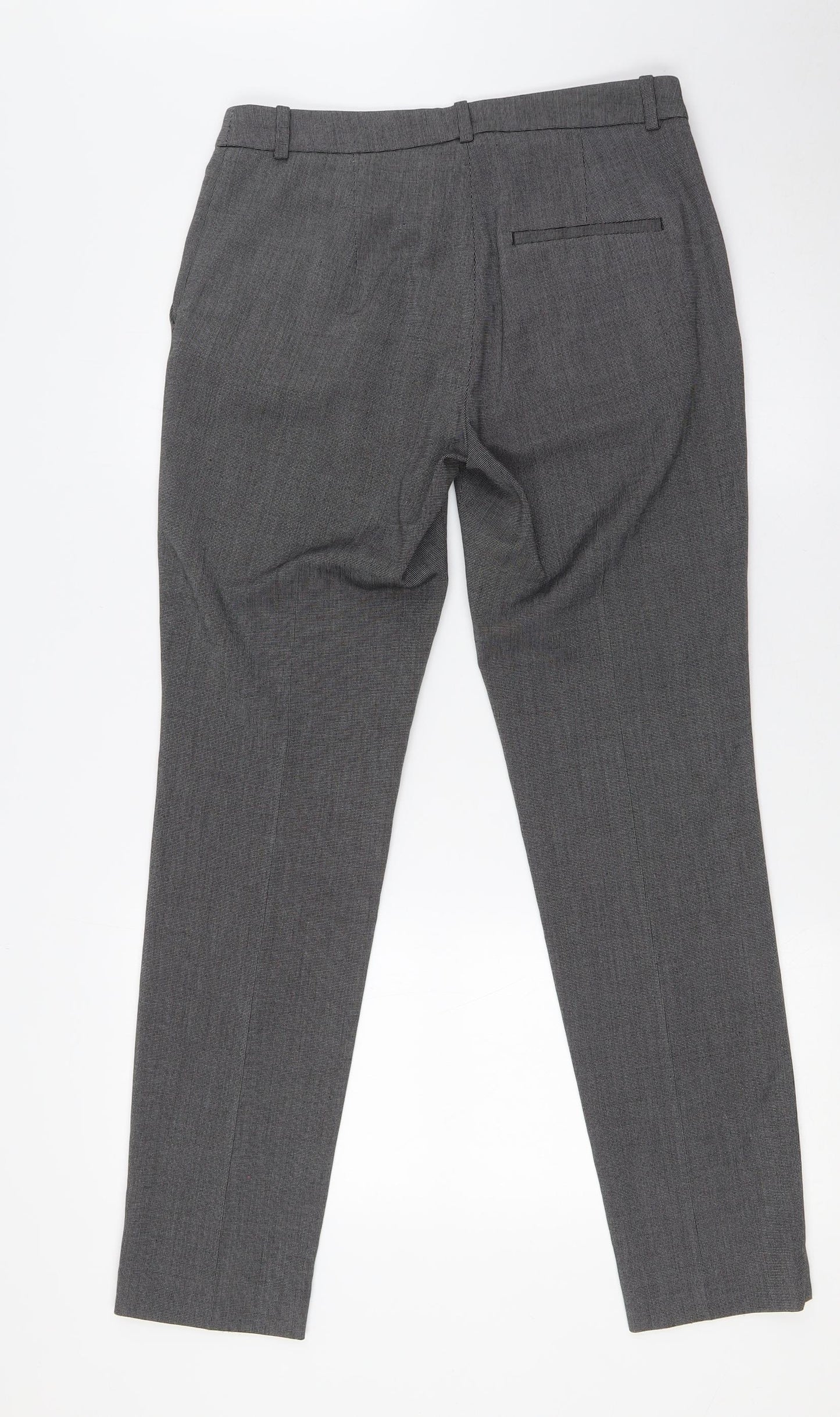 H&M Womens Grey Polyester Trousers Size 8 L30 in Regular Zip