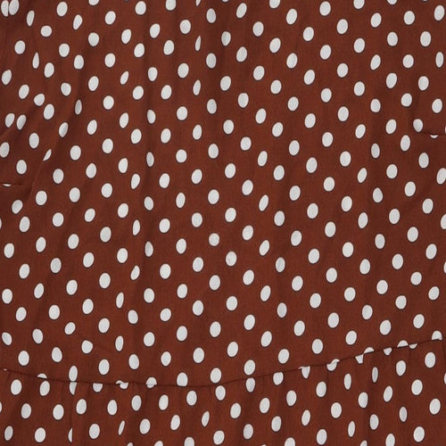 ASOS Womens Brown Polka Dot Polyester A-Line Size 22 Round Neck