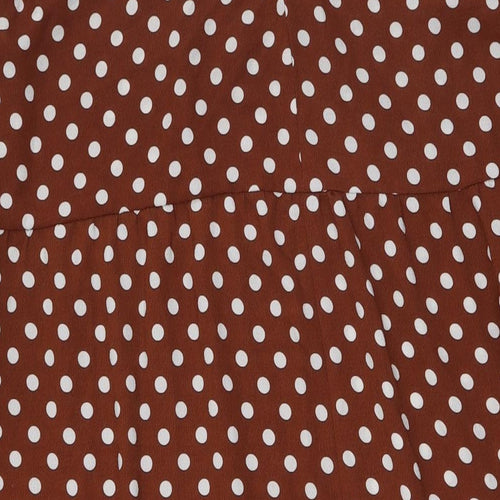 ASOS Womens Brown Polka Dot Polyester A-Line Size 22 Round Neck