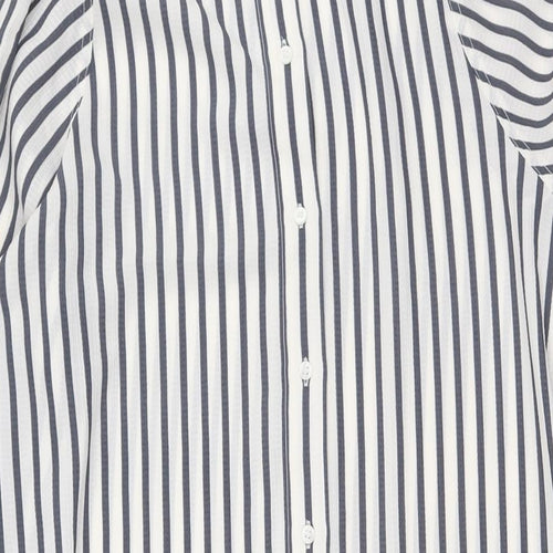 H&M Womens Ivory Striped Polyester Shirt Dress Size XS Collared Button