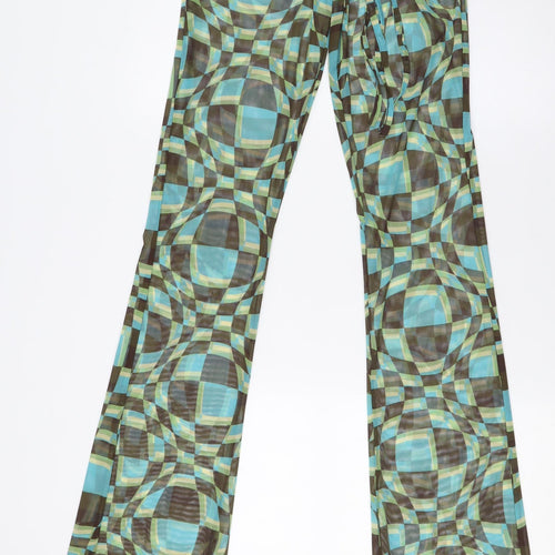 PRETTYLITTLETHING Womens Green Polyester Trousers Size 8 L37 in Regular - Sheer