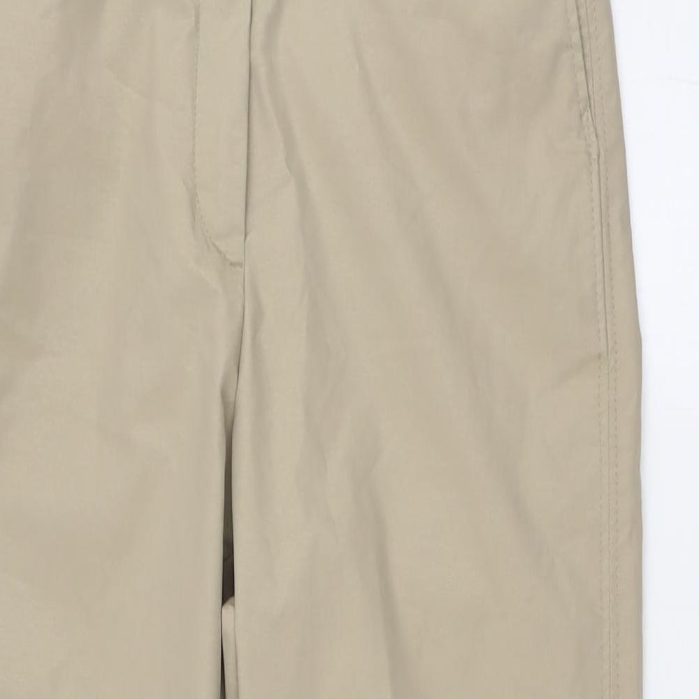 Marks and Spencer Womens Beige Cotton Trousers Size 8 L26 in Regular Zip