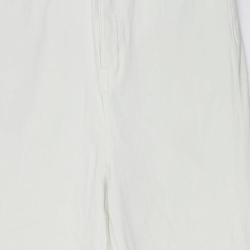 Marks and Spencer Womens White Cotton Straight Jeans Size 14 L28 in Regular Zip