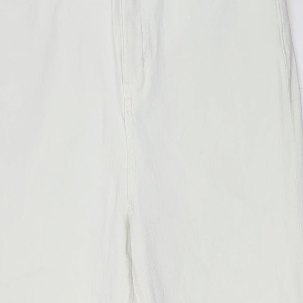 Marks and Spencer Womens White Cotton Straight Jeans Size 14 L28 in Regular Zip