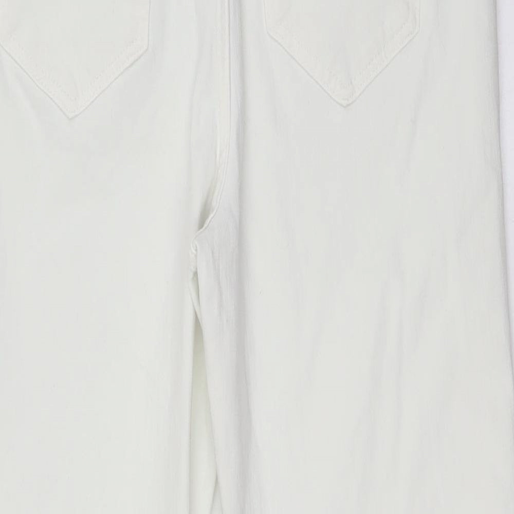 Marks and Spencer Womens White Cotton Straight Jeans Size 14 L28 in Regular Zip