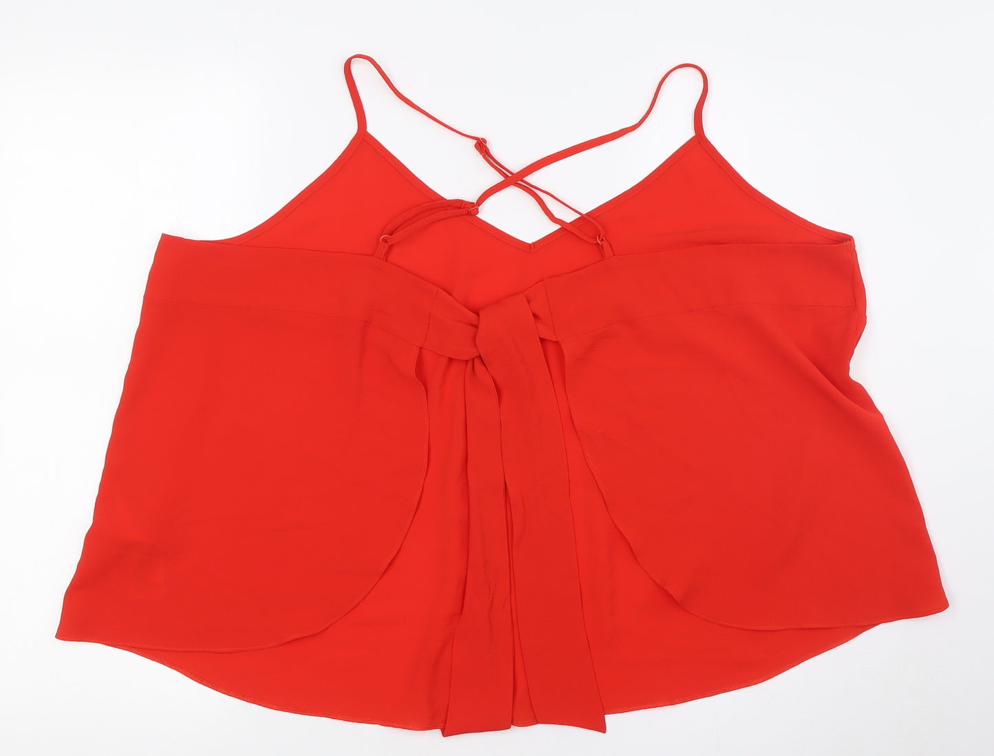 Red Herring Womens Red Polyester Basic Button-Up Size 20 V-Neck - Tie Back