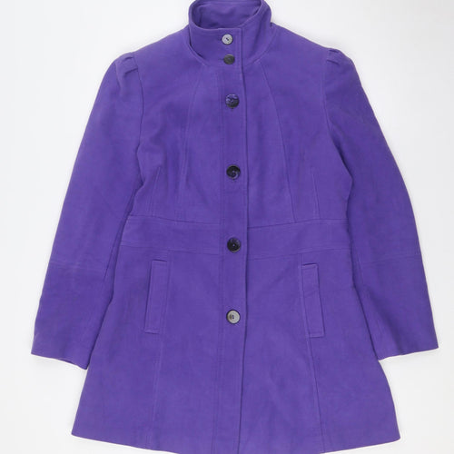 Per Una Womens Purple Overcoat Coat Size 12 Button