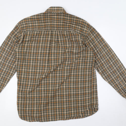 Crewfield Mens Green Check Cotton Button-Up Size M Collared Button