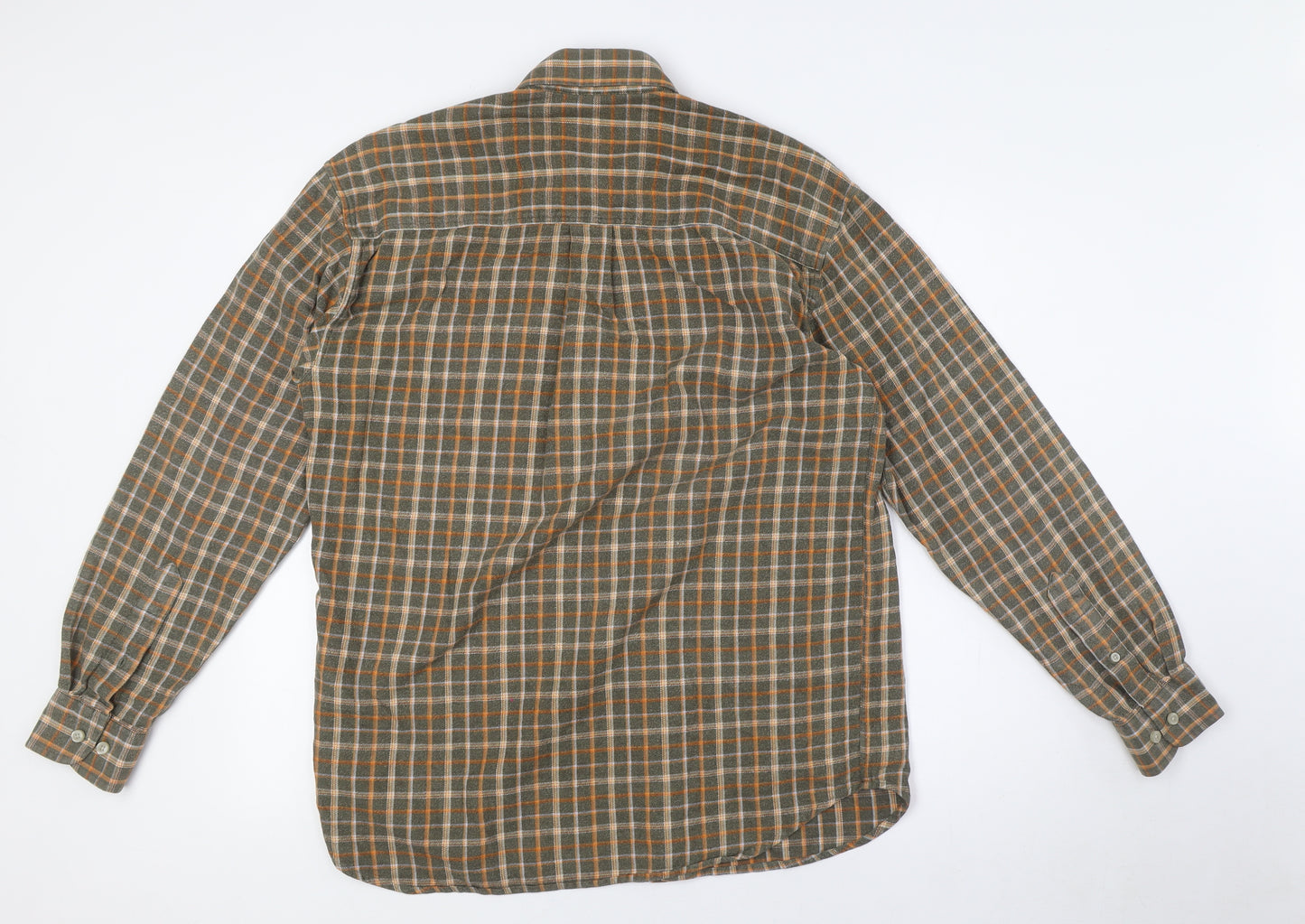 Crewfield Mens Green Check Cotton Button-Up Size M Collared Button