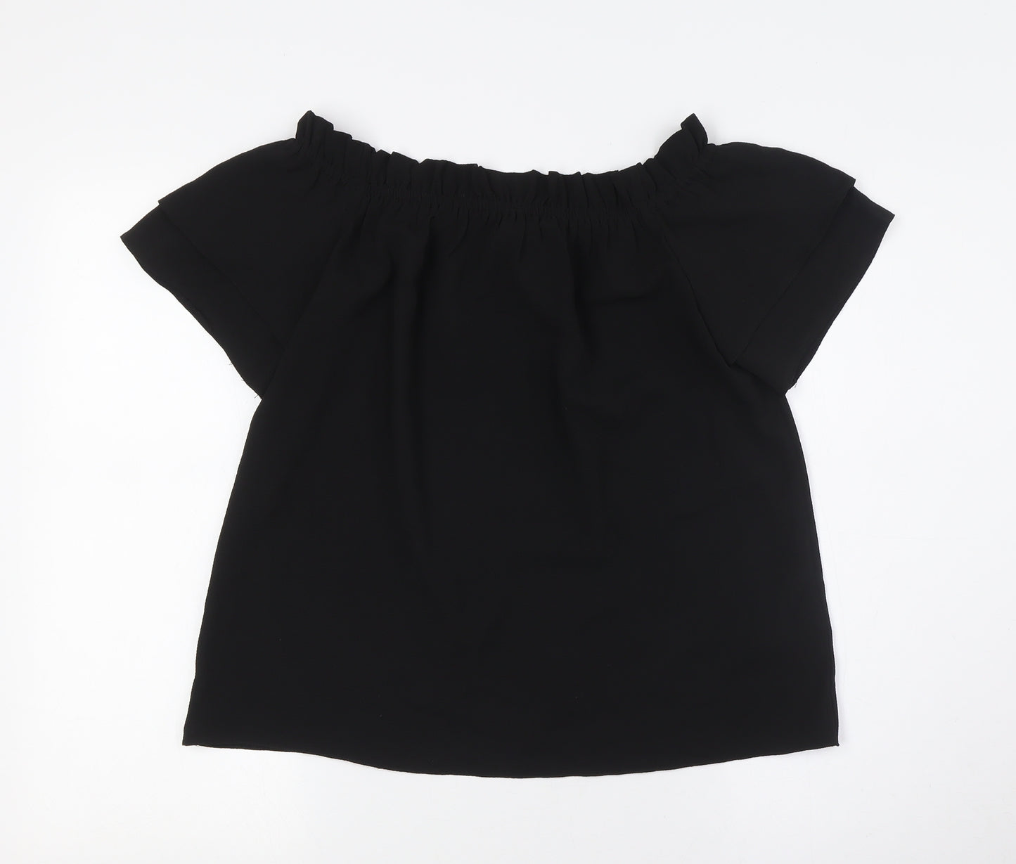 Dorothy Perkins Womens Black Polyester Basic Button-Up Size 8 Off the Shoulder