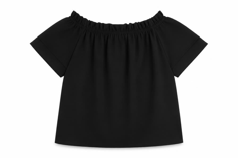 Front view of Dorothy Perkins women’s black polyester basic button-up, size UK 8, off the shoulder