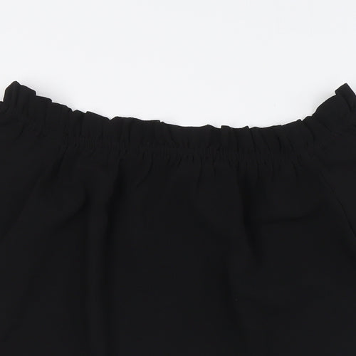 Dorothy Perkins Womens Black Polyester Basic Button-Up Size 8 Off the Shoulder