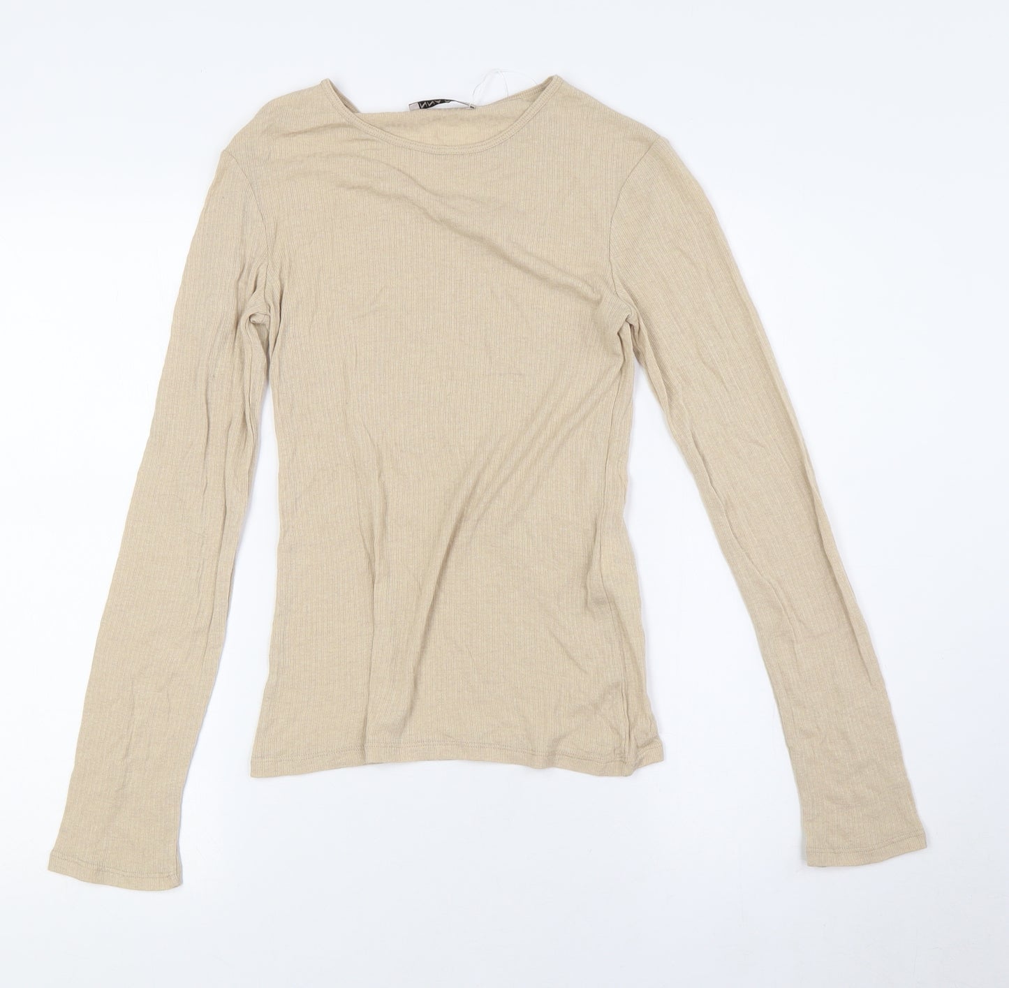 Anna Field Womens Beige Viscose Basic Button-Up Size XS Round Neck - Ribbed