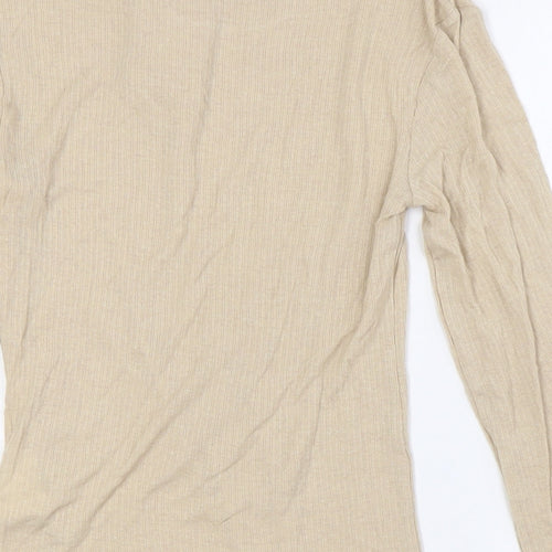 Anna Field Womens Beige Viscose Basic Button-Up Size XS Round Neck - Ribbed