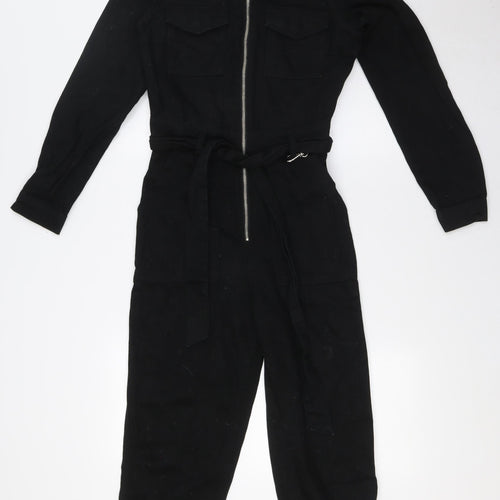 Michelle Keegan Womens Black Cotton Jumpsuit One-Piece Size 8 L25 in Zip