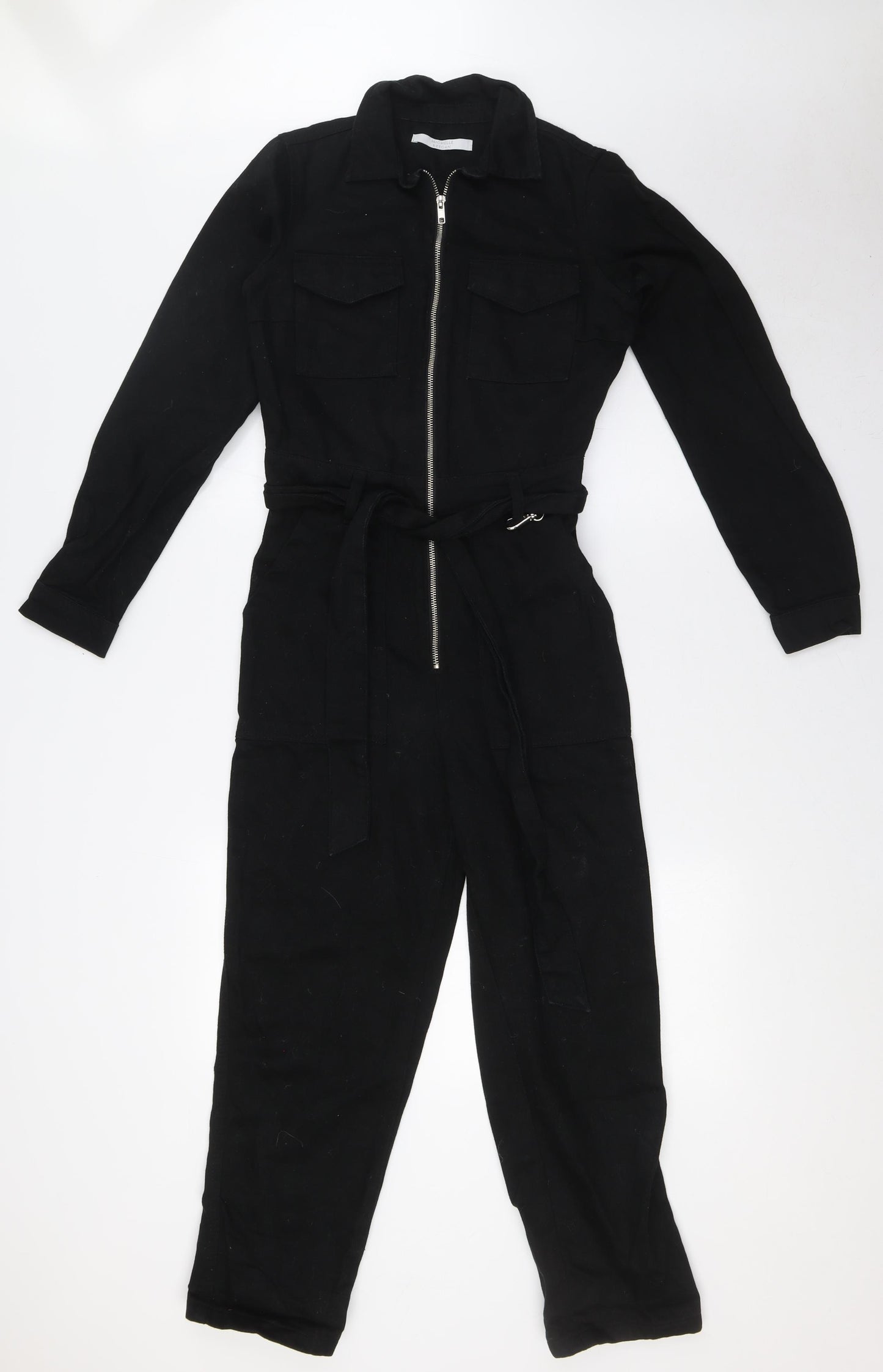 Michelle Keegan Womens Black Cotton Jumpsuit One-Piece Size 8 L25 in Zip