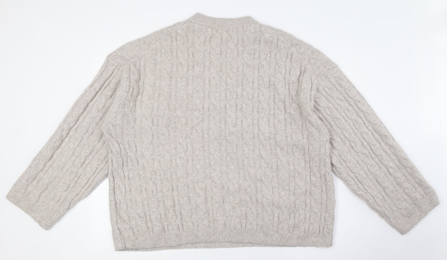 H&M Womens Grey Crew Neck Polyester Pullover Jumper Size M