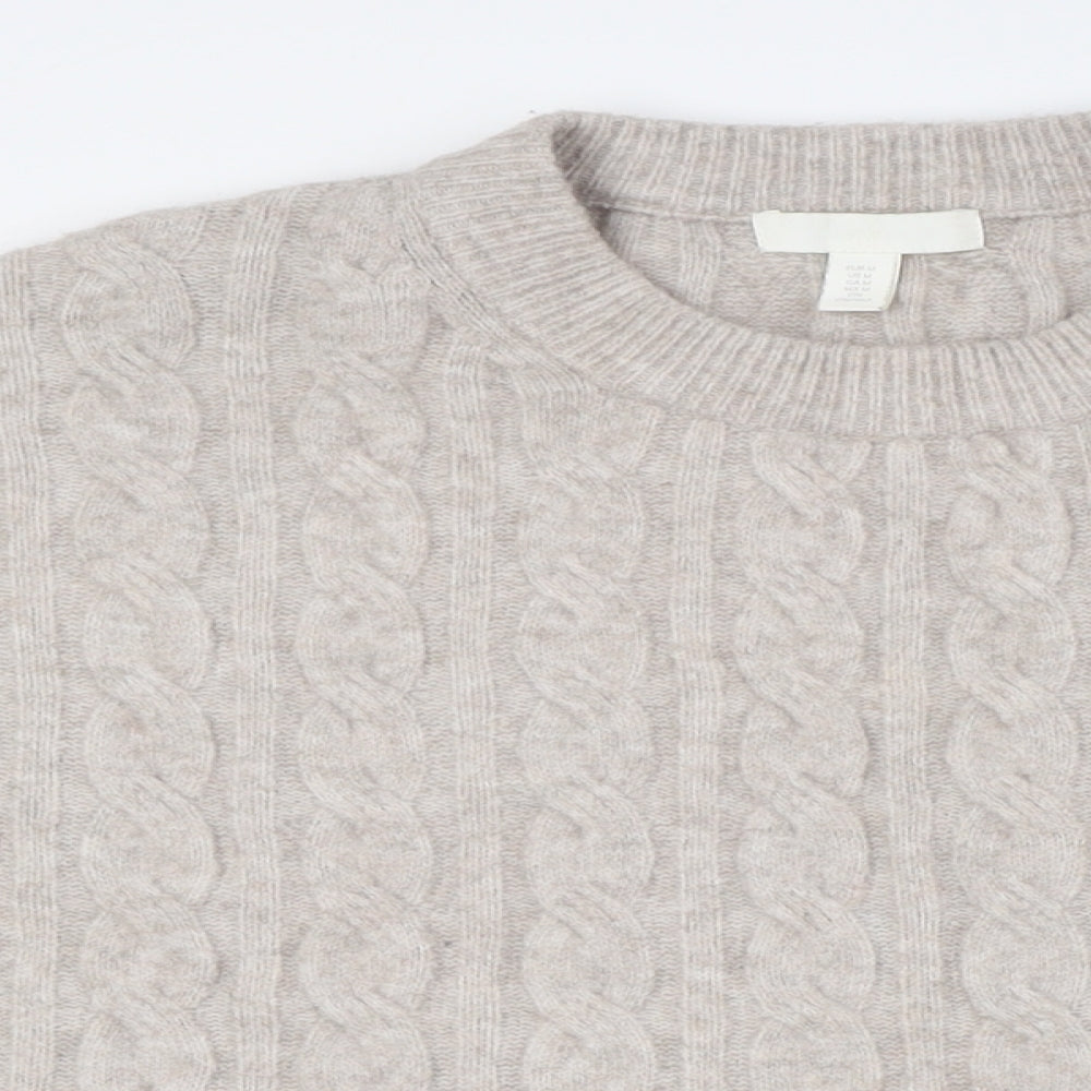 H&M Womens Grey Crew Neck Polyester Pullover Jumper Size M