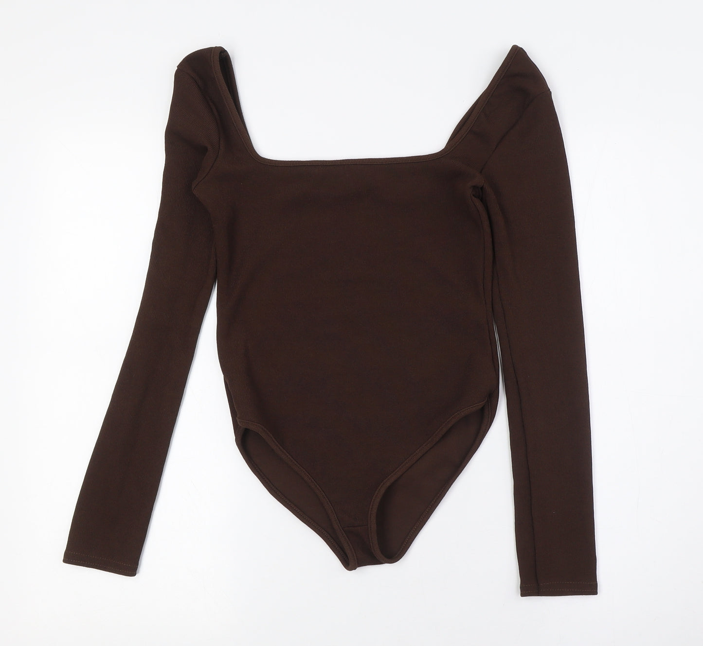 I SAW IT FIRST Womens Brown Polyester Bodysuit One-Piece Size 8 Snap - Ribbed